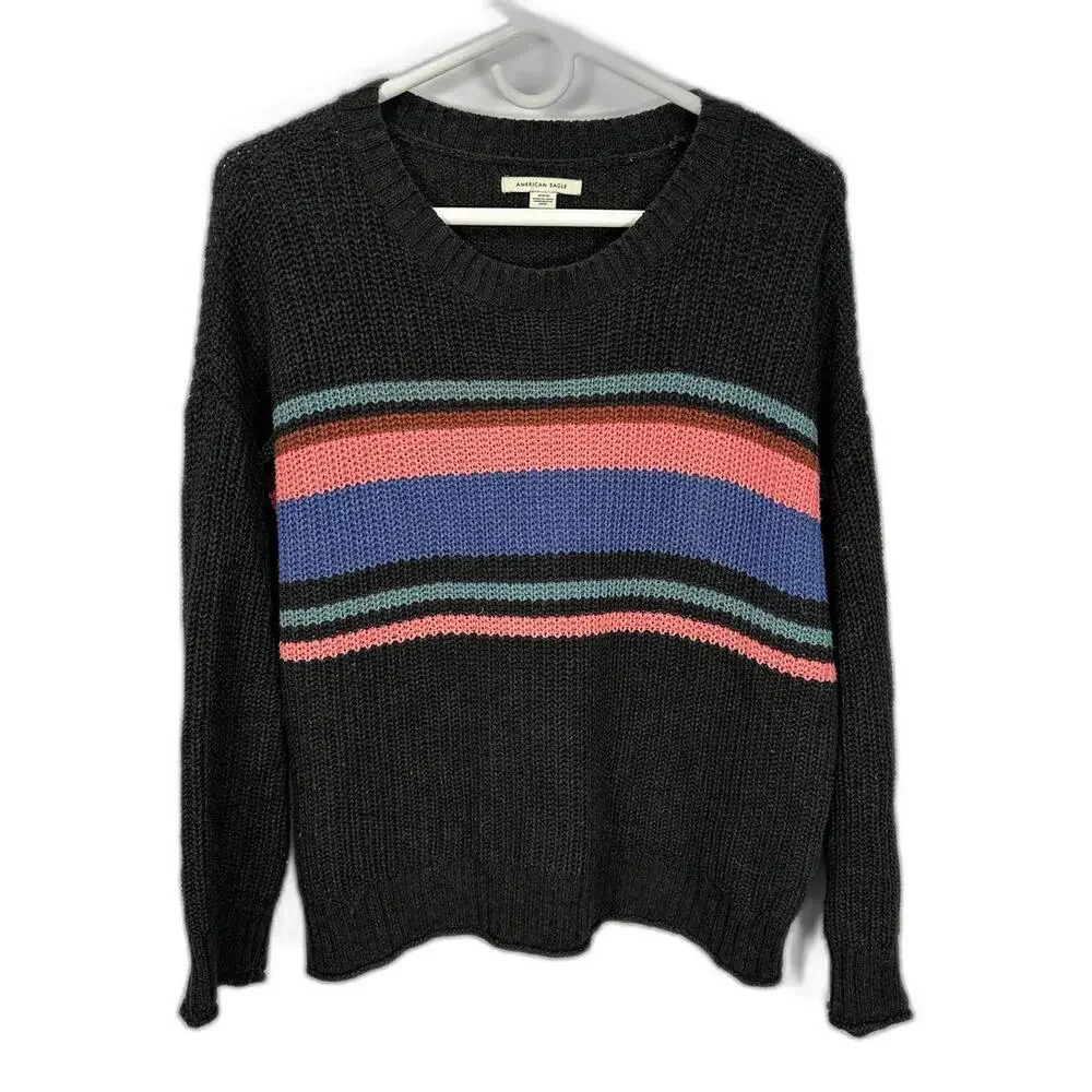 American Eagle Striped‎ Knit Sweater Medium